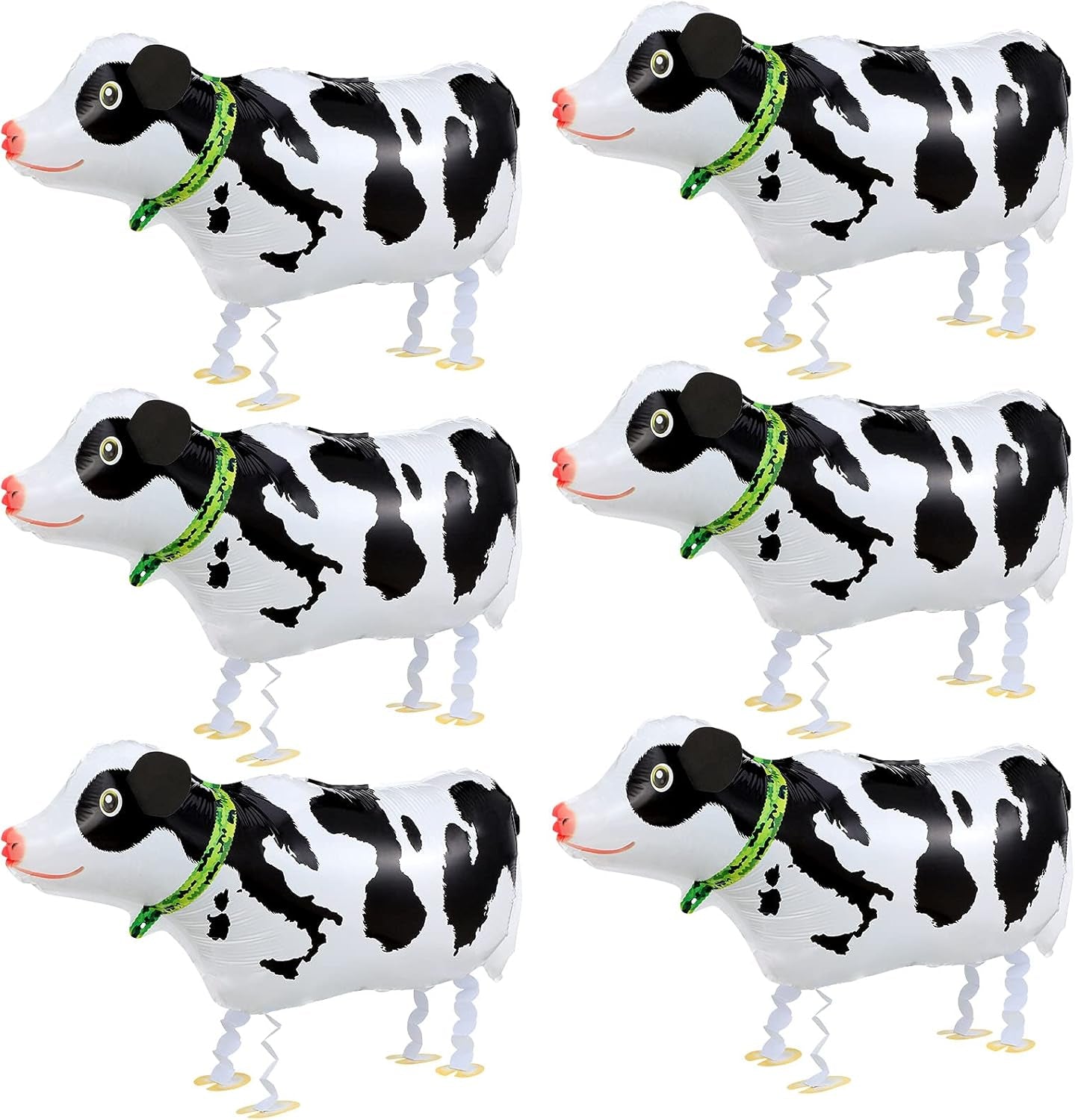 6 Pieces Walking Animal Balloons Foil Animal Air Walkers Pet Balloons Helium Farm Animal Balloons Party Decorations for Animal Theme Party Supplies Baby Shower Wedding Birthday Party Favors (Cow)