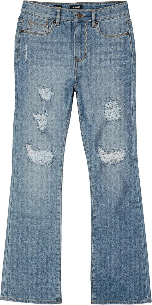 Girls' Stretch Denim Jeans, Bell-Bottom Style Pants with Flared Legs
