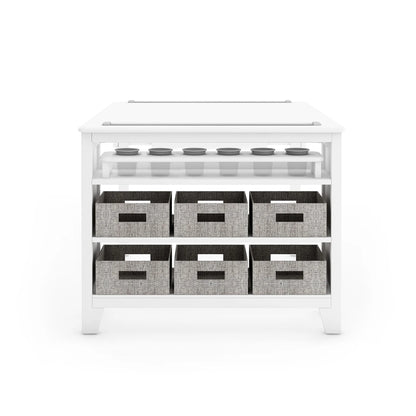 Kids' Art Wooden Table and Stool Set with Paper, Creamy White