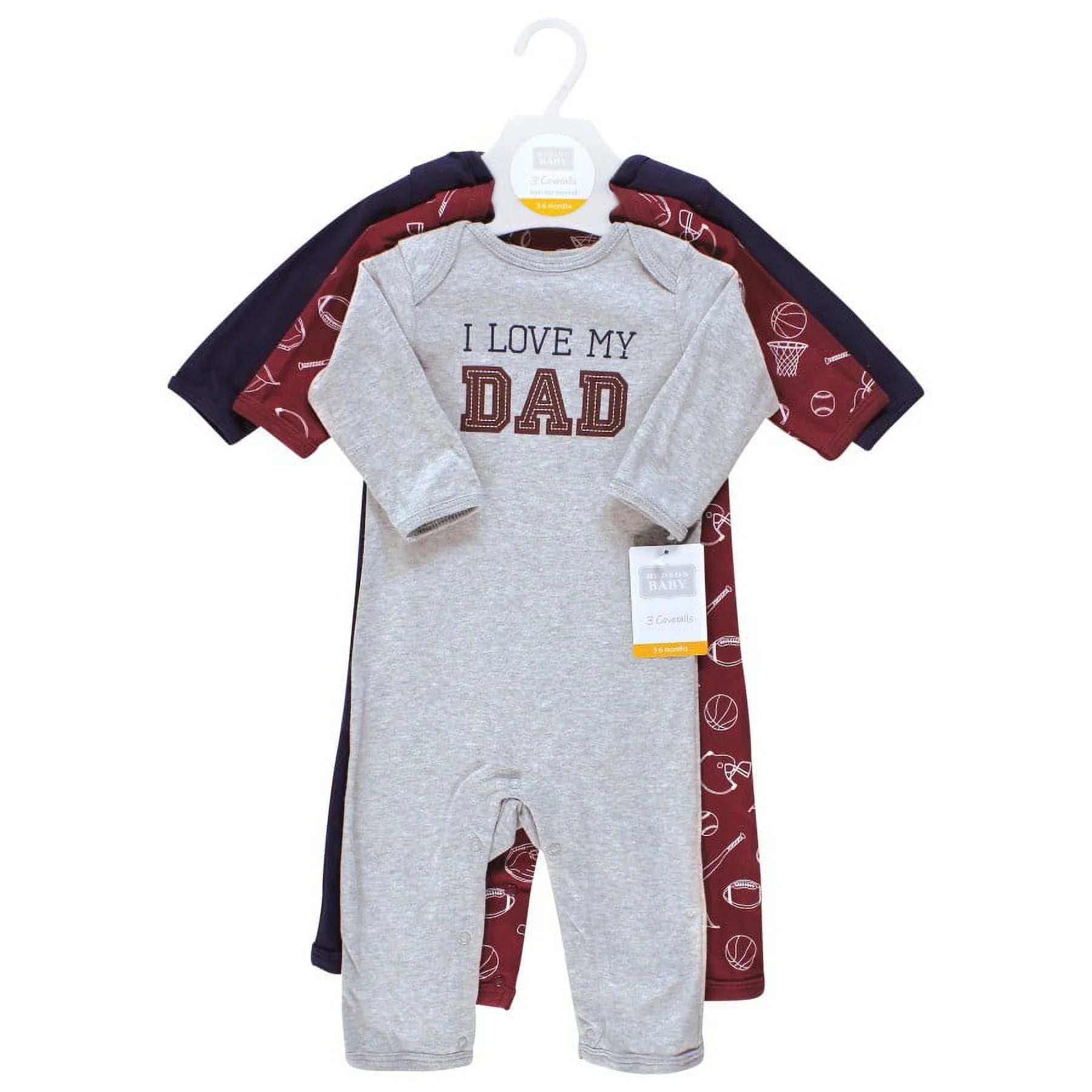 Infant Boys Cotton Coveralls, Love Dad, 18-24 Months