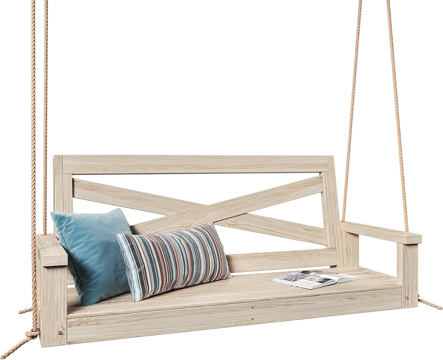 Amish Heavy Duty 700 Lb Boardwalk Porch Swing W/Ropes (5 Foot, Unfinished)