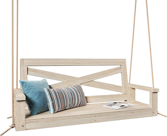 Amish Heavy Duty 700 Lb Boardwalk Porch Swing W/Ropes (5 Foot, Unfinished)