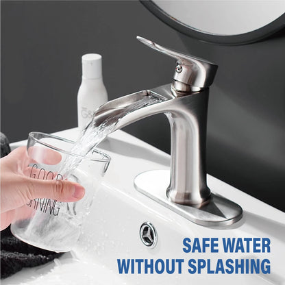 Brushed Nickel Bathroom Faucet,Bathroom Sink Faucet,Waterfall Bathroom Faucet
