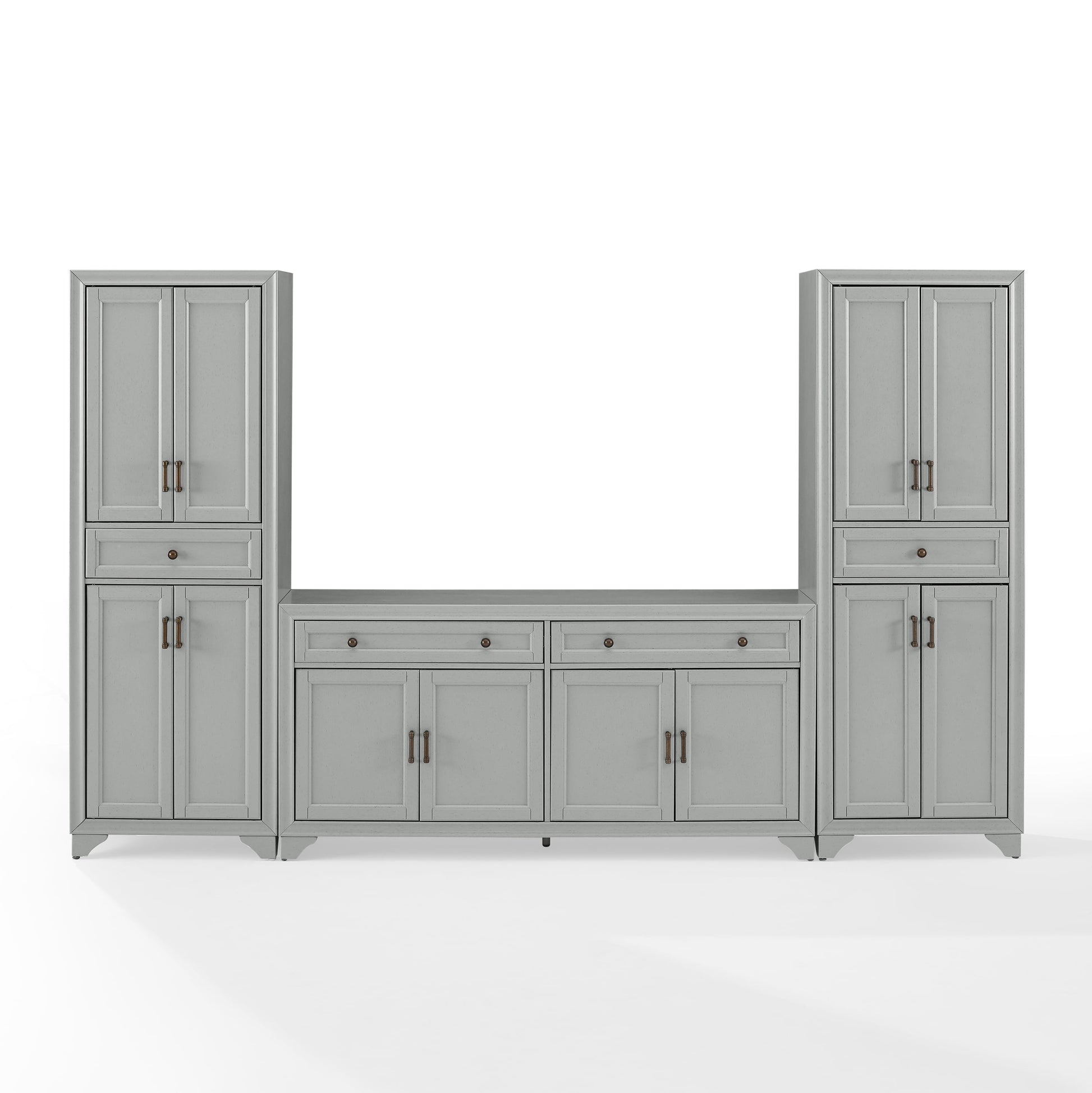 Tara 3-Piece Modern Farmhouse Sideboard Buffet Cabinet and Kitchen Storage Pantry Set