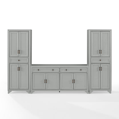Tara 3-Piece Modern Farmhouse Sideboard Buffet Cabinet and Kitchen Storage Pantry Set