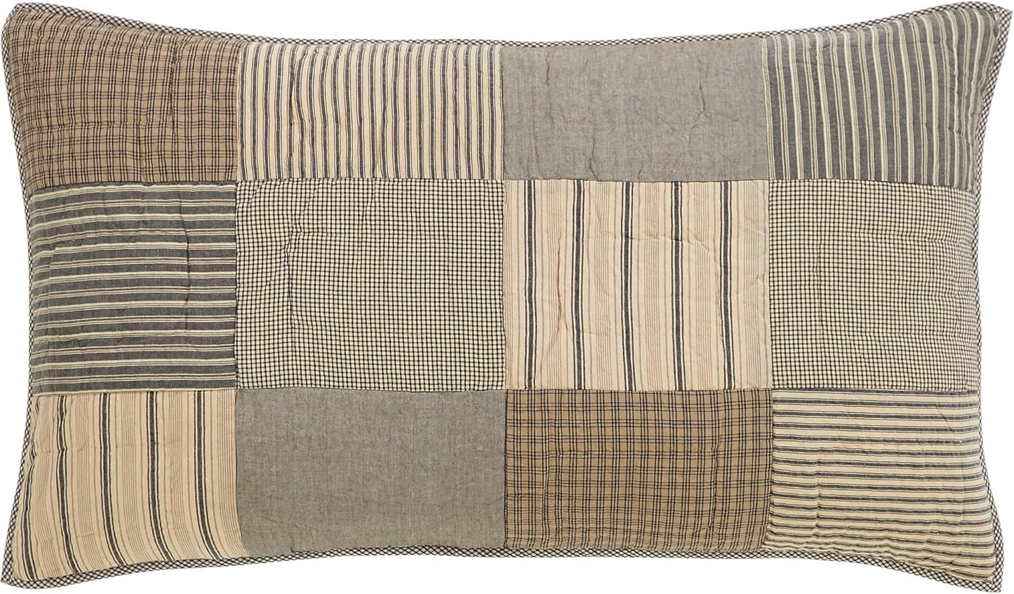 Sawyer Mill Patchwork Chambray Cotton Farmhouse Bedding Pre-Washed Square Sham Queen Quilt Set, Twin, Charcoal Grey