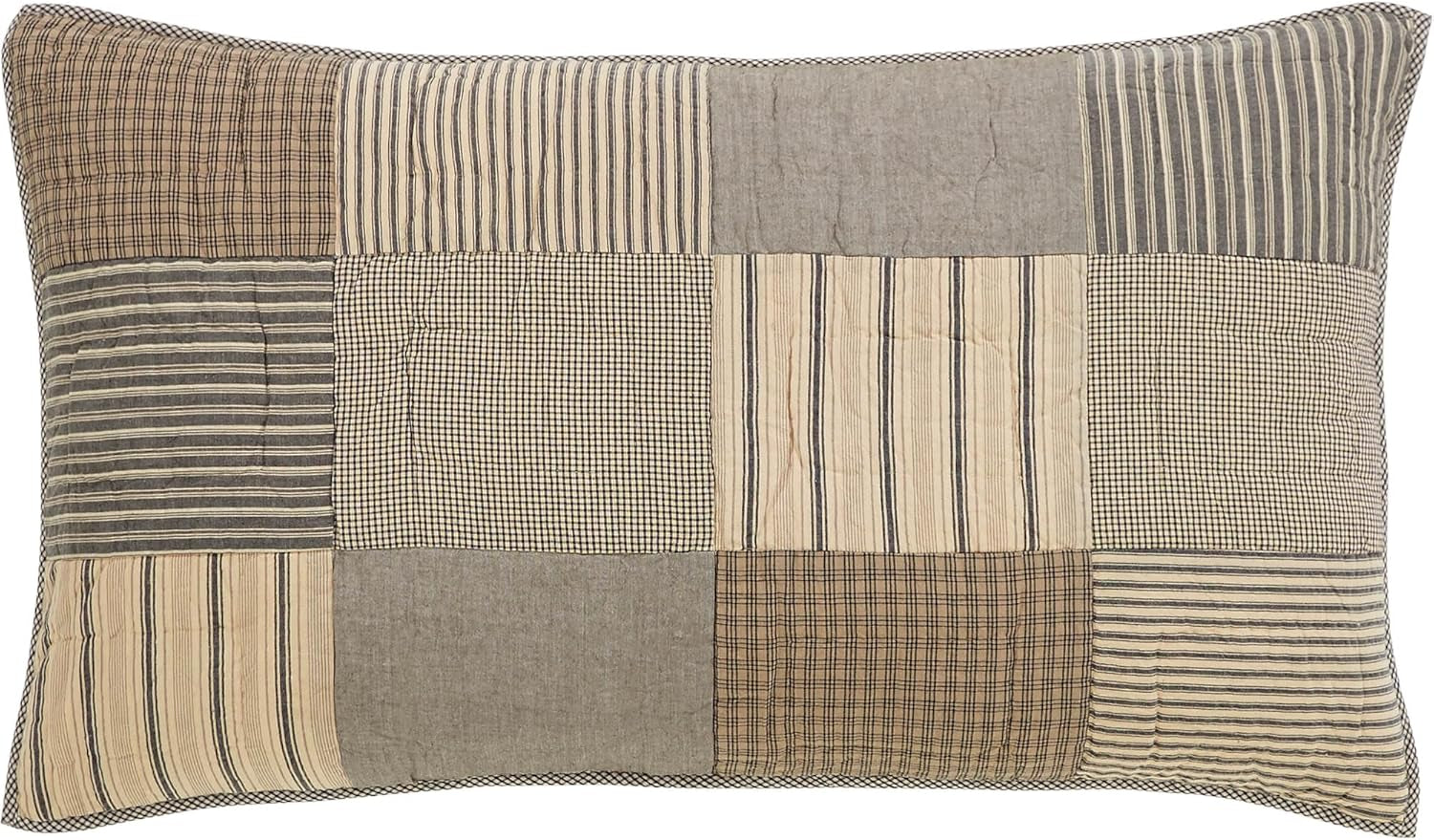 Sawyer Mill Patchwork Chambray Cotton Farmhouse Bedding Pre-Washed Square Sham Queen Quilt Set, Twin, Charcoal Grey