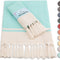 Rumi & Shams Turkish Hand Towels for Bathroom | 2 Pcs Farmhouse Hand Towels | 16 X 32 Inches Boho Hand Towels | 100% Cotton Turkish Kitchen Towels | Aqua Hand Towels (Aqua)