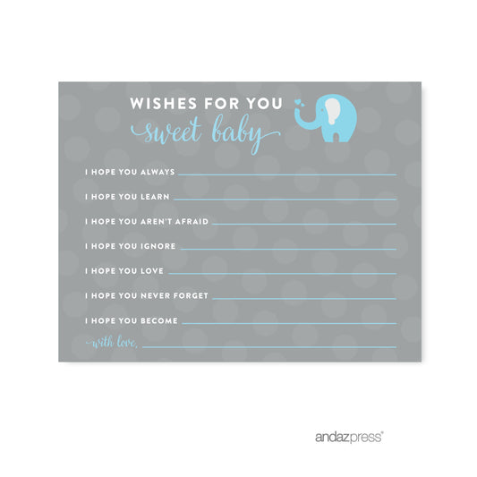 Gray Boy Elephant Baby Shower Games , 20-Pack