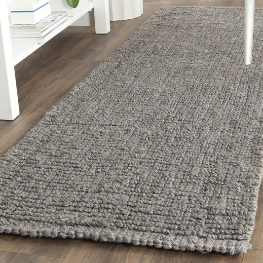 Natural Fiber Collection Runner Rug - 2'6" X 8', Light Grey, Handmade Chunky Textured Jute 0.75-Inch Thick, Ideal for High Traffic Areas in Living Room, Bedroom (NF447G)
