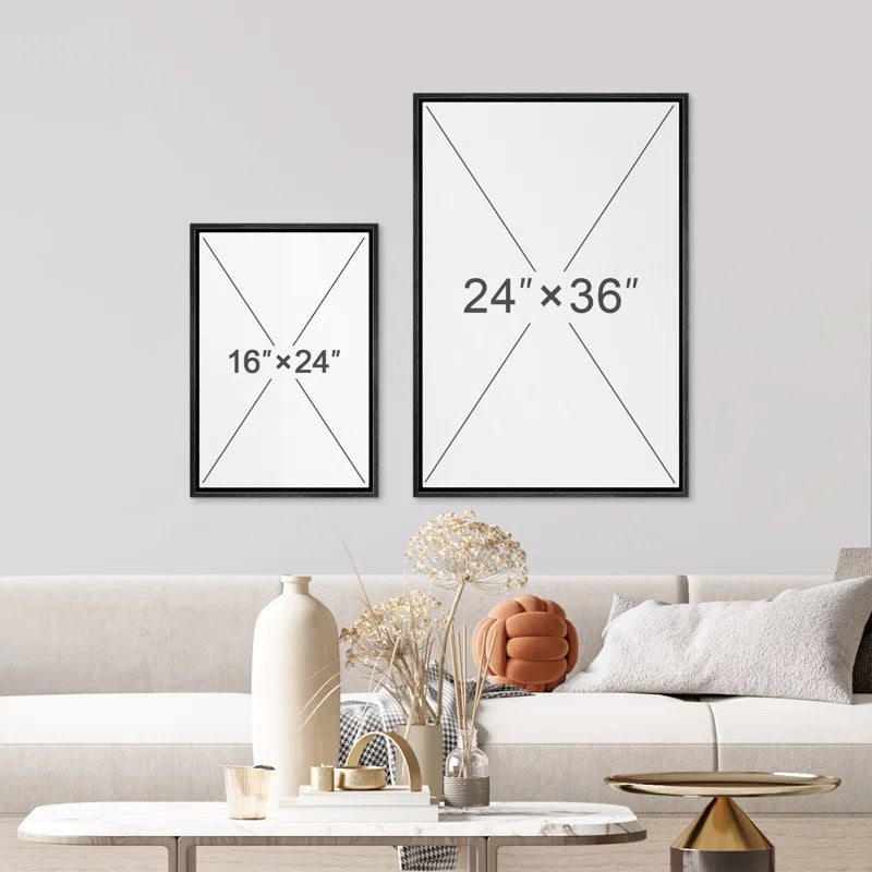 Abstract Botanical " Unique Black and White Floral Modern Boho Framed Canvas Print 2 Pieces Wall Art
