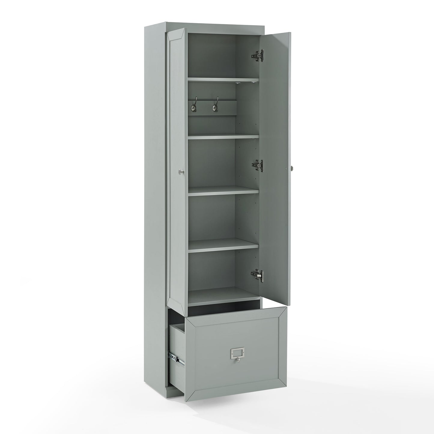 Harper Modern Wood/Metal Pantry Closet in Gray