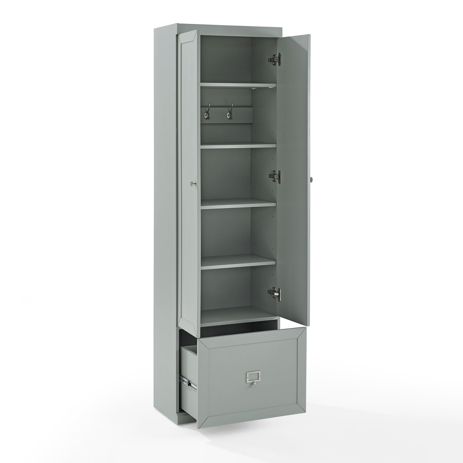 Harper Modern Wood/Metal Pantry Closet in Gray