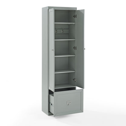 Harper Modern Wood/Metal Pantry Closet in Gray