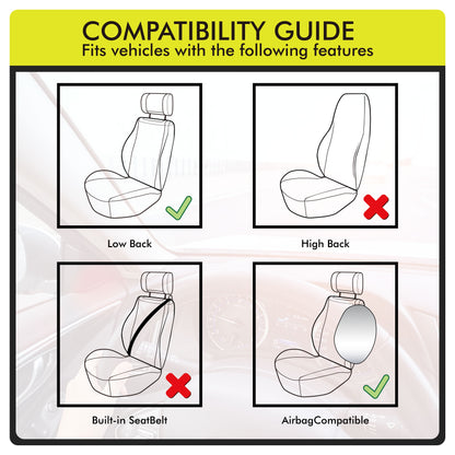 Universal Fit Black,White Cow Faux Leather Car Seat and Headrest Cover, Set of 2