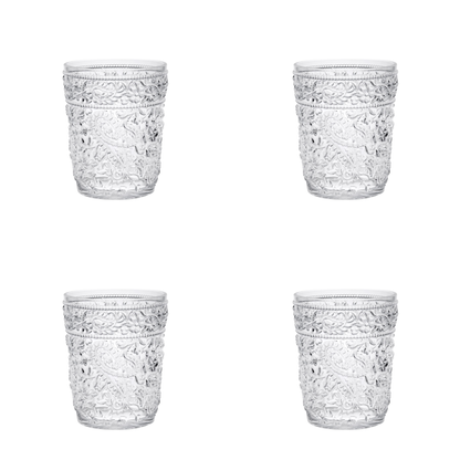 Set of Four Clear Paisley Acrylic Stemless Whiskey Glass