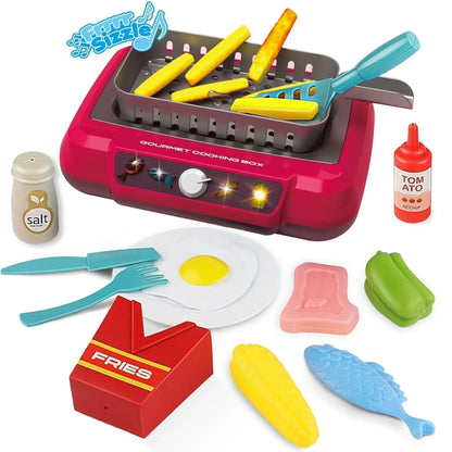 Kitchen Color-Changing Toys Food Gourmet Cooking Box Toy with Light 20PCS Simulation Playset Kitchen Accessories for Kids Gift