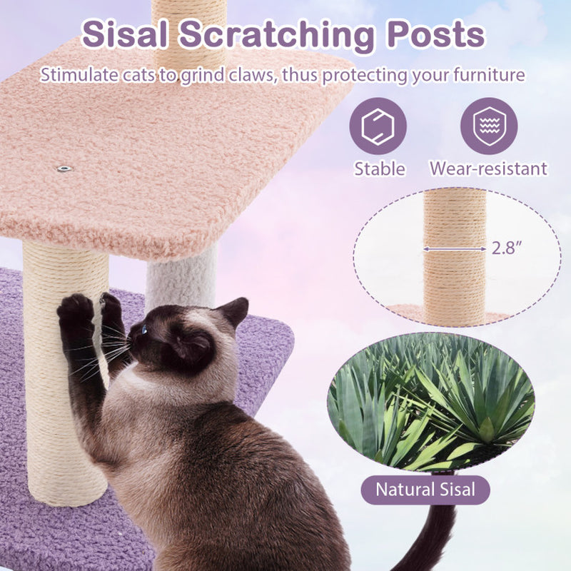 Multi-Level Cat Tower with Sisal Covered Scratching Posts for Small Cats