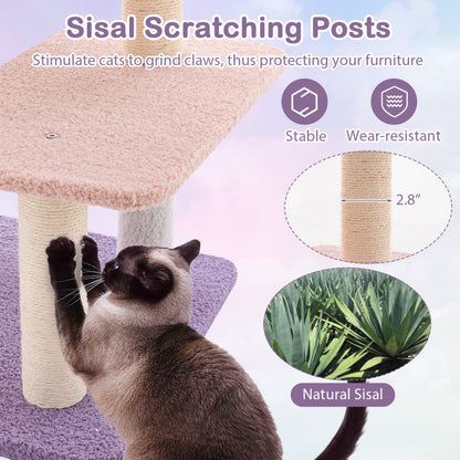Multi-Level Cat Tower with Sisal Covered Scratching Posts for Small Cats