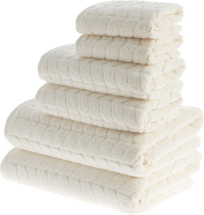 100% Turkish Cotton Jacquard Luxury Towel Set – Quick Dry Non-Gmo Ultra-Soft, Plush and Absorbent Luxury Durable Turkish Towels Set (Cream, 4 Pcs Hand Towel Set)