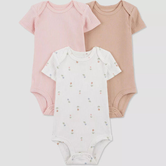 Carter'S Just One You® Baby Girls' 3Pk Floral Bodysuit - White