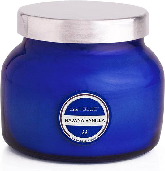 Signature Jar Candles - Long Lasting Soy Wax Blend - Luxury Tropical Scented Candles - Comes in Blue Decorative Glass Jar (Havana Vanilla, 8 Oz)
