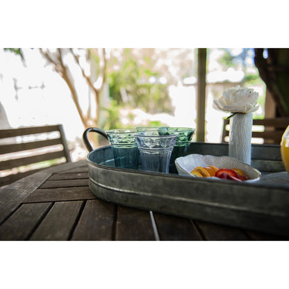 Oval Galvanized Metal Tray with Handles