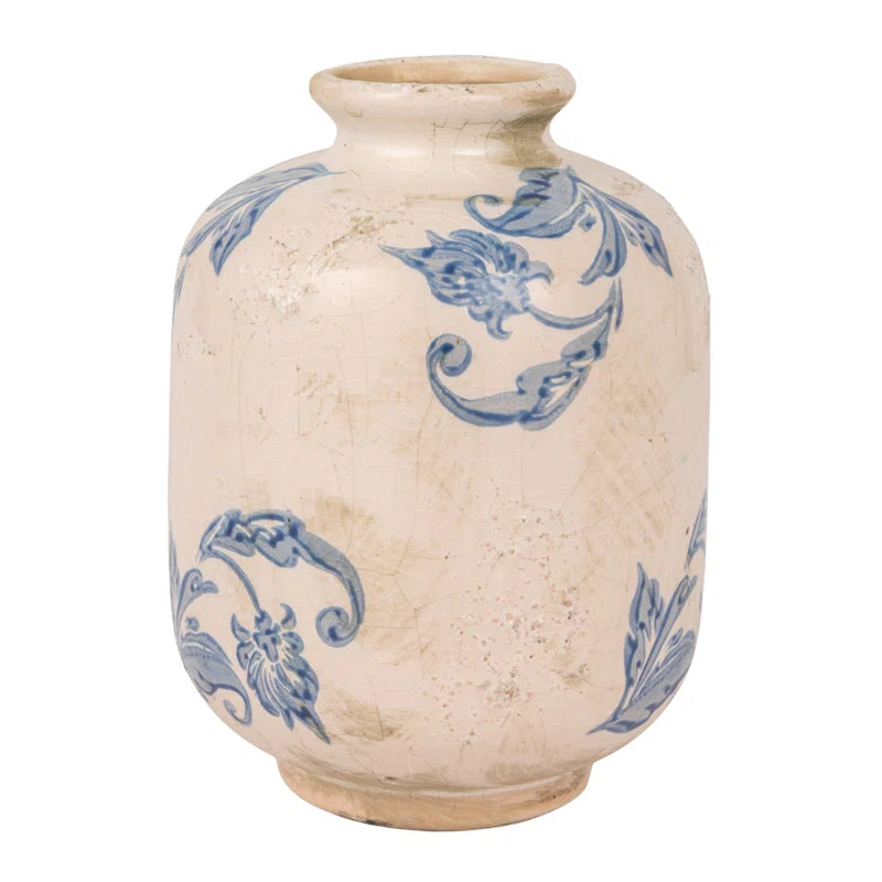 Decorative Terra-Cotta Vases with Heavy Distressing