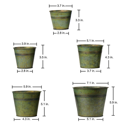 5Pcs Galvanized Buckets Rustic Farmhouse Metal Pail Bucket Flower Bucket Plants Pot Home Indoor Outdoor Decor Tin Planter