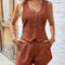 Scoop Neck Sleeveless Top and Shorts Set