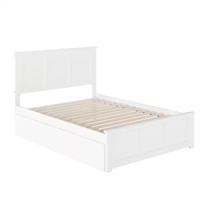 Madison White Full Platform Bed with Matching Foot Board with 2-Urban Bed Drawers