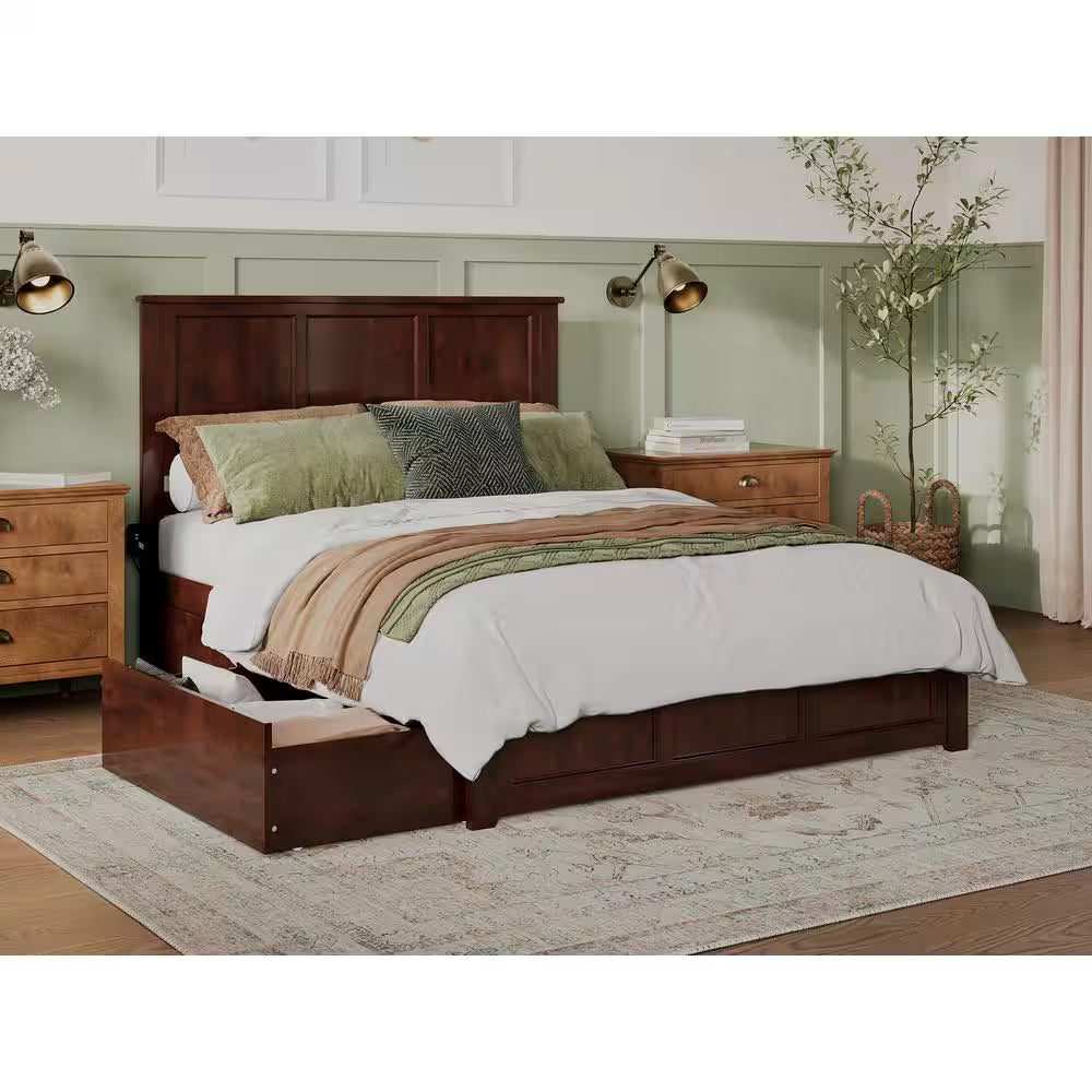 Madison White Full Platform Bed with Matching Foot Board with 2-Urban Bed Drawers