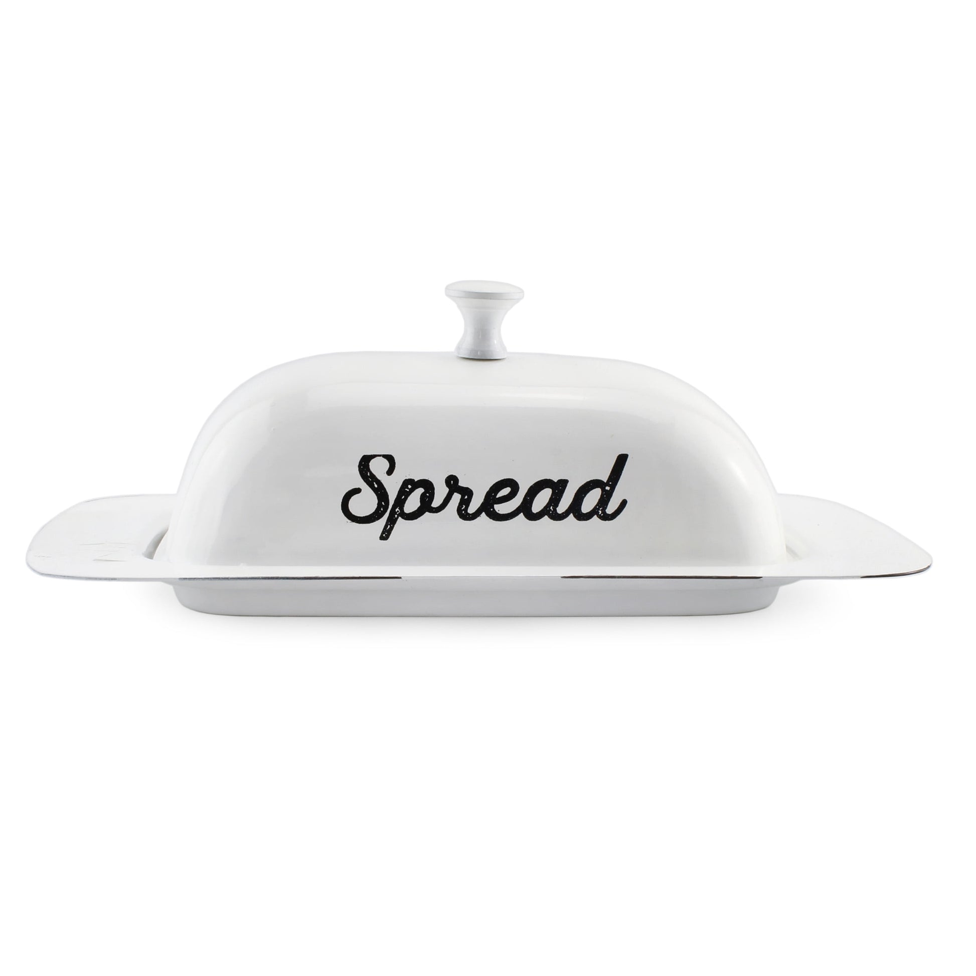 Large Enamelware Butter Dish (White); Farmhouse Enamel Butter Serving Dish W/ Lid