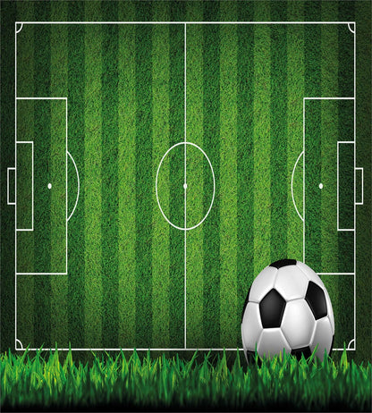 Sports Duvet Cover Set, Green Grass Field Soccer Playground with the Ball Scheme Stripes Strategy, Decorative 3 Piece Bedding Set with 2 Pillow Shams, King Size, Green Black White