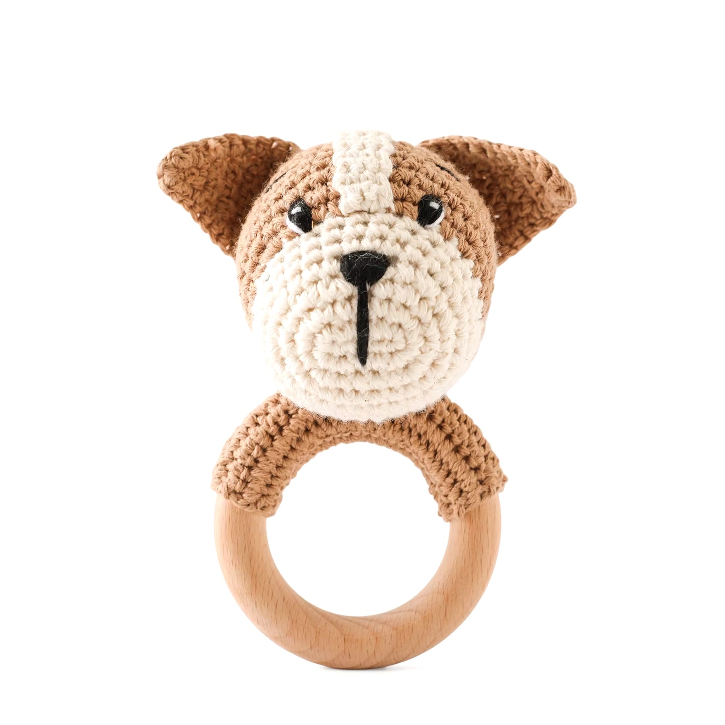 1Pc Baby Teether Music Rattles for Kids Animal Crochet Rattle Elephant Giraffe Ring Wooden Babies Gym Montessori Children'S Toys