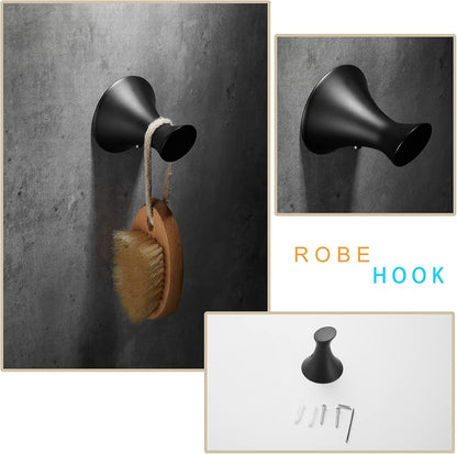 3-Pieces Bathroom Hardware Set Matte Black,  Bathroom Accessories Wall Mounted - Includes Hand Towel Ring, Toilet Paper Holder, Robe Towel Hooks,Bathroom Accessories Kit