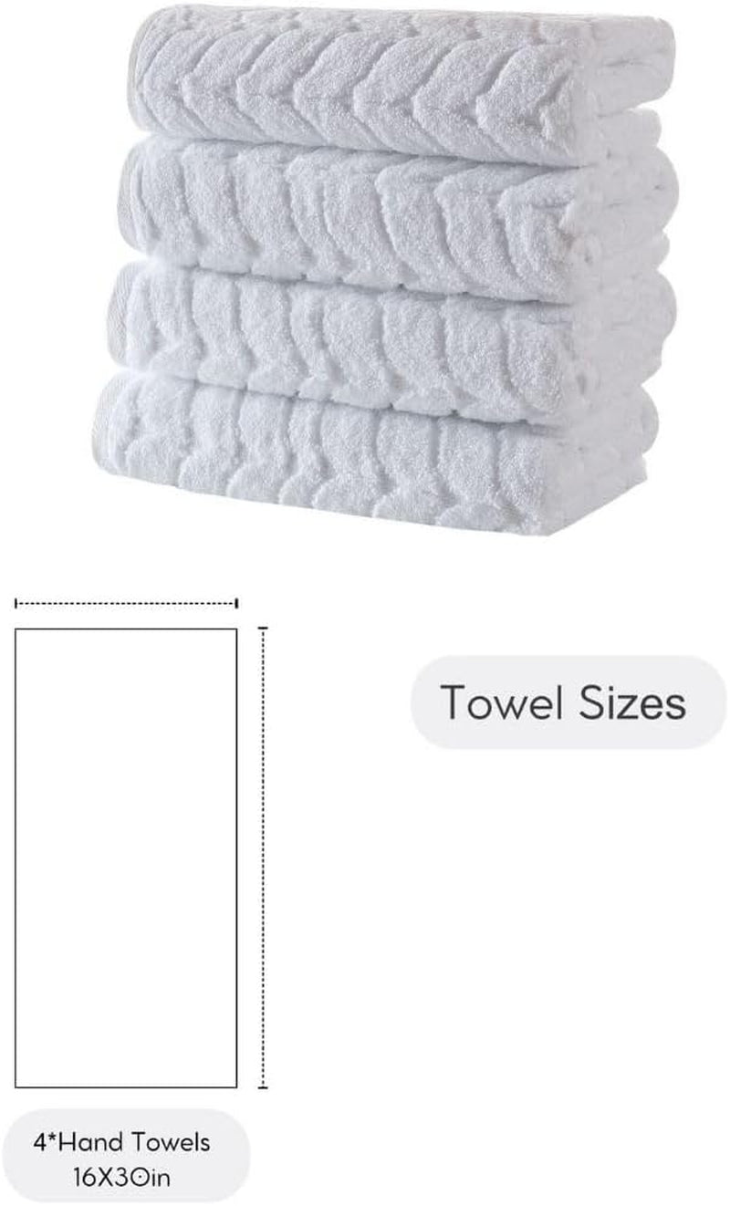 100% Turkish Cotton Jacquard Luxury Towel Set – Quick Dry Non-Gmo Ultra-Soft, Plush and Absorbent Luxury Durable Turkish Towels Set (Cream, 4 Pcs Hand Towel Set)