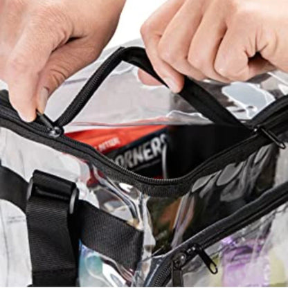 CHM Large Clear Lunch Bag See through Lunch Box with Adjustable Strap and Front