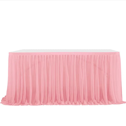 6/9FT Party Table Skirt Birthday Pleated Dessert Tablecloth Cover Wedding Festive Table Skirting Baby Shower Home Table Decor