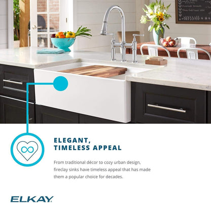 SWUF3320WH Fireclay 60/40 Double Bowl Farmhouse Sink with Aqua Divide, White