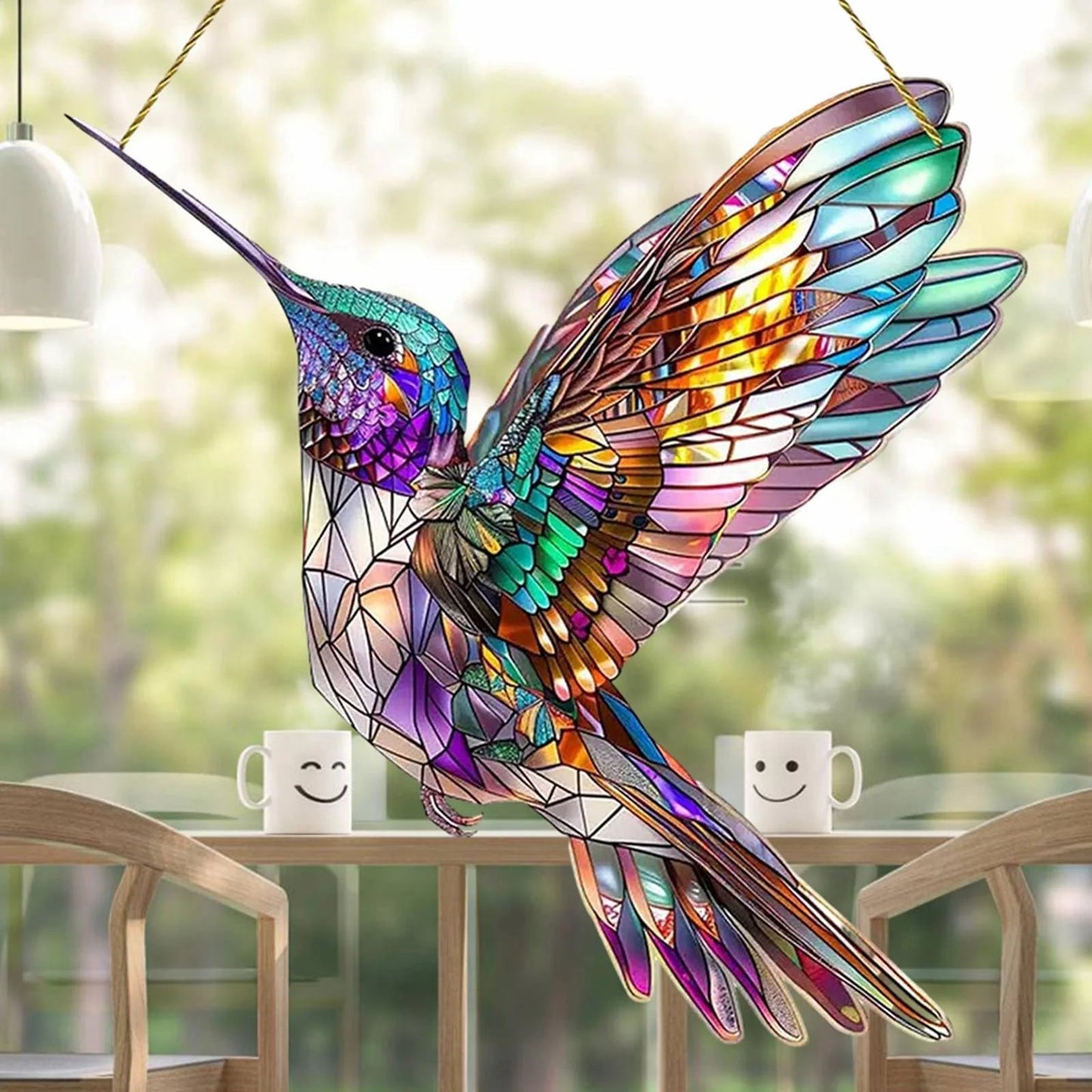 Cardinal Stained Acrylic Suncatcher Red Bird Sun Catcher Cardinal Acrylic Wall Window Hanging Ornament Hand-Painted Glass Panel Decor Christmas Birthday Gift for Grandma Birds Lover