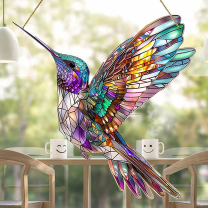 Cardinal Stained Acrylic Suncatcher Red Bird Sun Catcher Cardinal Acrylic Wall Window Hanging Ornament Hand-Painted Glass Panel Decor Christmas Birthday Gift for Grandma Birds Lover