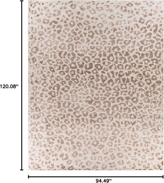 Bonhill Modern Animal Print Area Rug for Living Room, Bedroom, Dining Room - Bohemain Leopard Print Carpet - Tan, Terracota, Brown, Beige, Ivory - 7'10" X 10' (8X10)