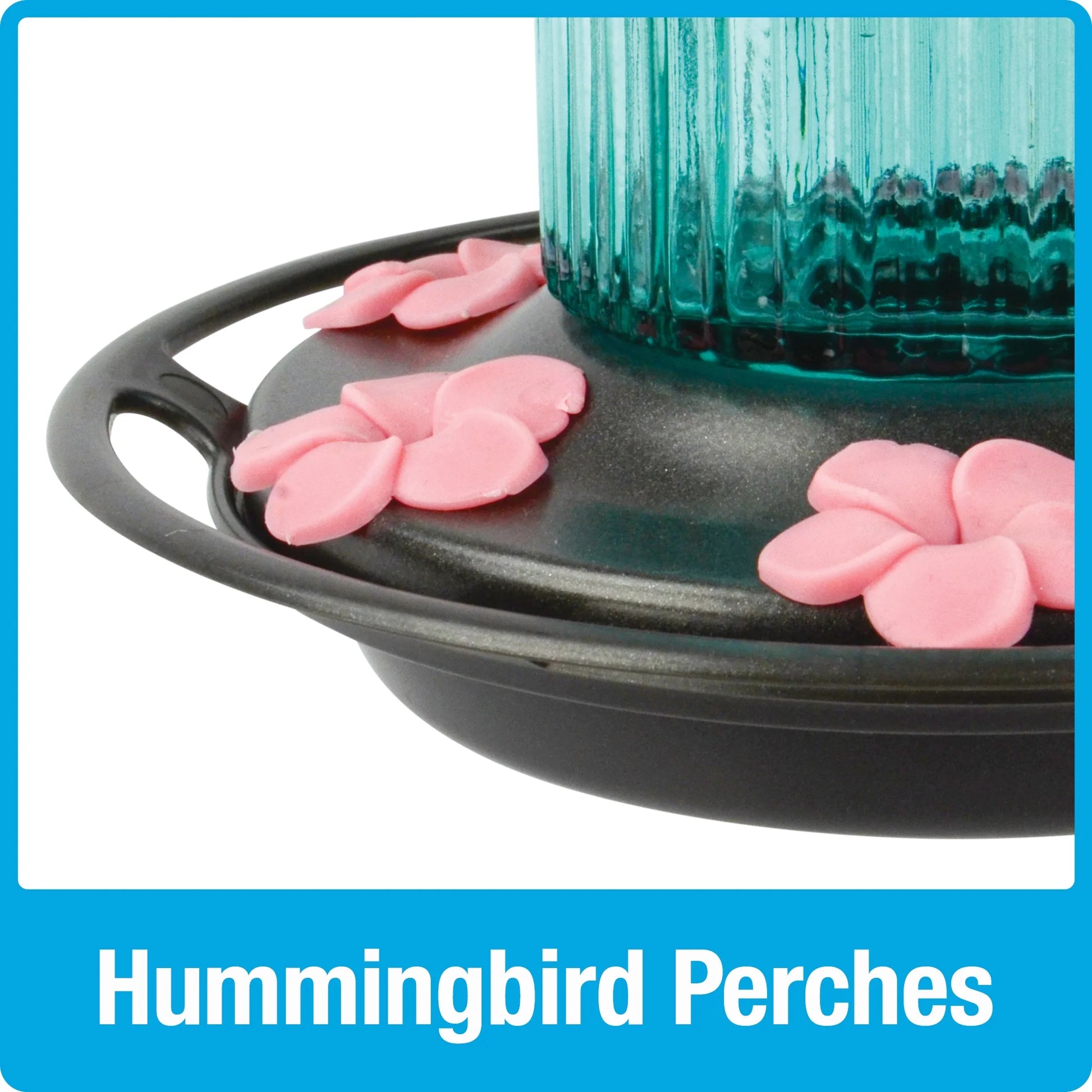 Antique Glass Gravity Hummingbird Feeder 28 Oz, Antique Teal