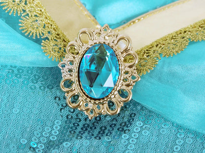 Jasmine Costume for Girls Sequined Princess Dress up Blue with Accessories