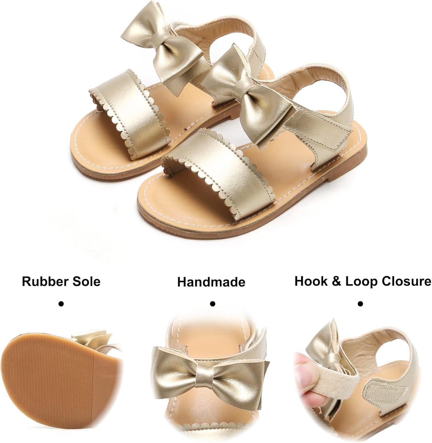 Toddler Girl Sandals - Flower Girl Dress Shoes Open Toe Little Kid Summer Flats