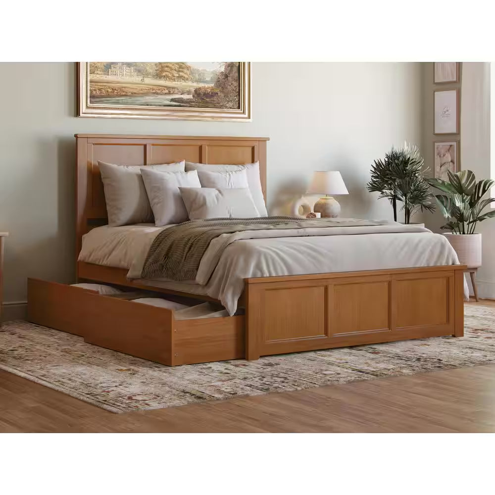 Madison White Full Platform Bed with Matching Foot Board with 2-Urban Bed Drawers