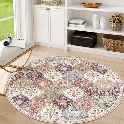 5'X7' Area Rug for Living Room Non-Slip Moroccan Indoor Washable Rug Ultra-Thin Foldable Soft Carpet Floral Accent Throw Rug for Kitchen Entryway Bathroom Bedroom Office Carpet,Grey