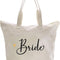 Bride Gifts Bride Bag for Wedding Bachelorette Engagement Party Accessories Bridal Shower Gifts Cotton Beach Canvas Tote Shoulder Bag with Zipper and Pocket
