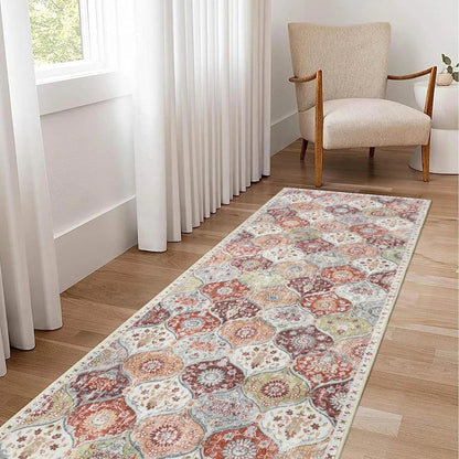 5'X7' Area Rug for Living Room Non-Slip Moroccan Indoor Washable Rug Ultra-Thin Foldable Soft Carpet Floral Accent Throw Rug for Kitchen Entryway Bathroom Bedroom Office Carpet,Grey